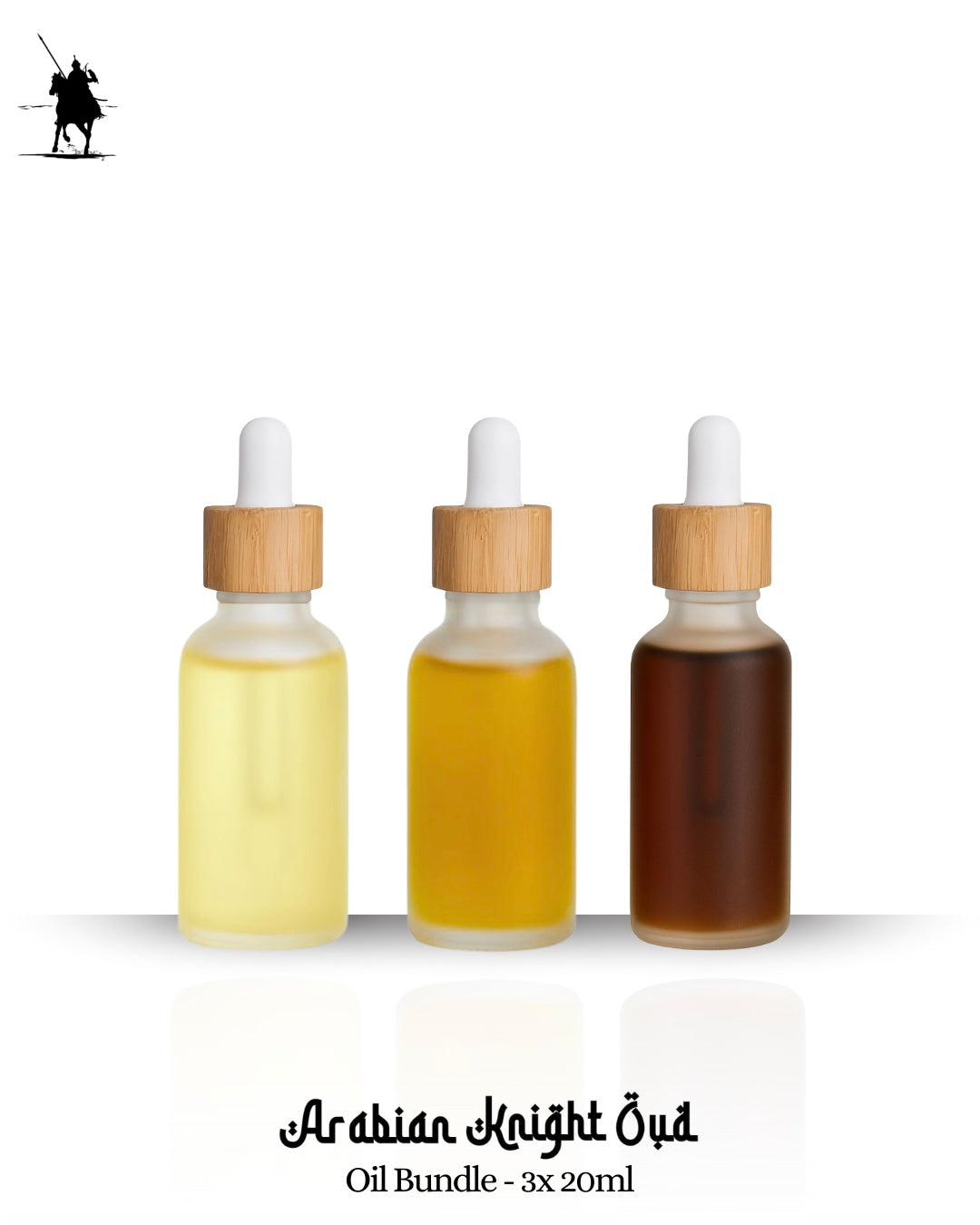 Bundle of 3 x 20ml premium Arabian perfume oils. Alcohol-free, natural, long-lasting fragrances. Ideal for gifting or personal use.