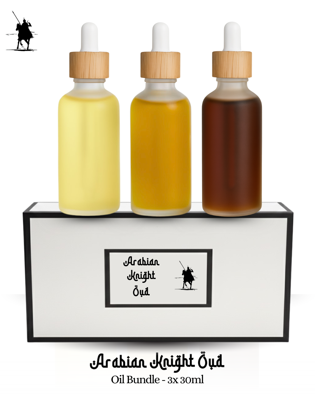 Bundle of 3 x 30ml premium Arabian perfume oils for £90 – save £30. Alcohol-free, natural, long-lasting fragrances. Perfect for gifting or personal use.