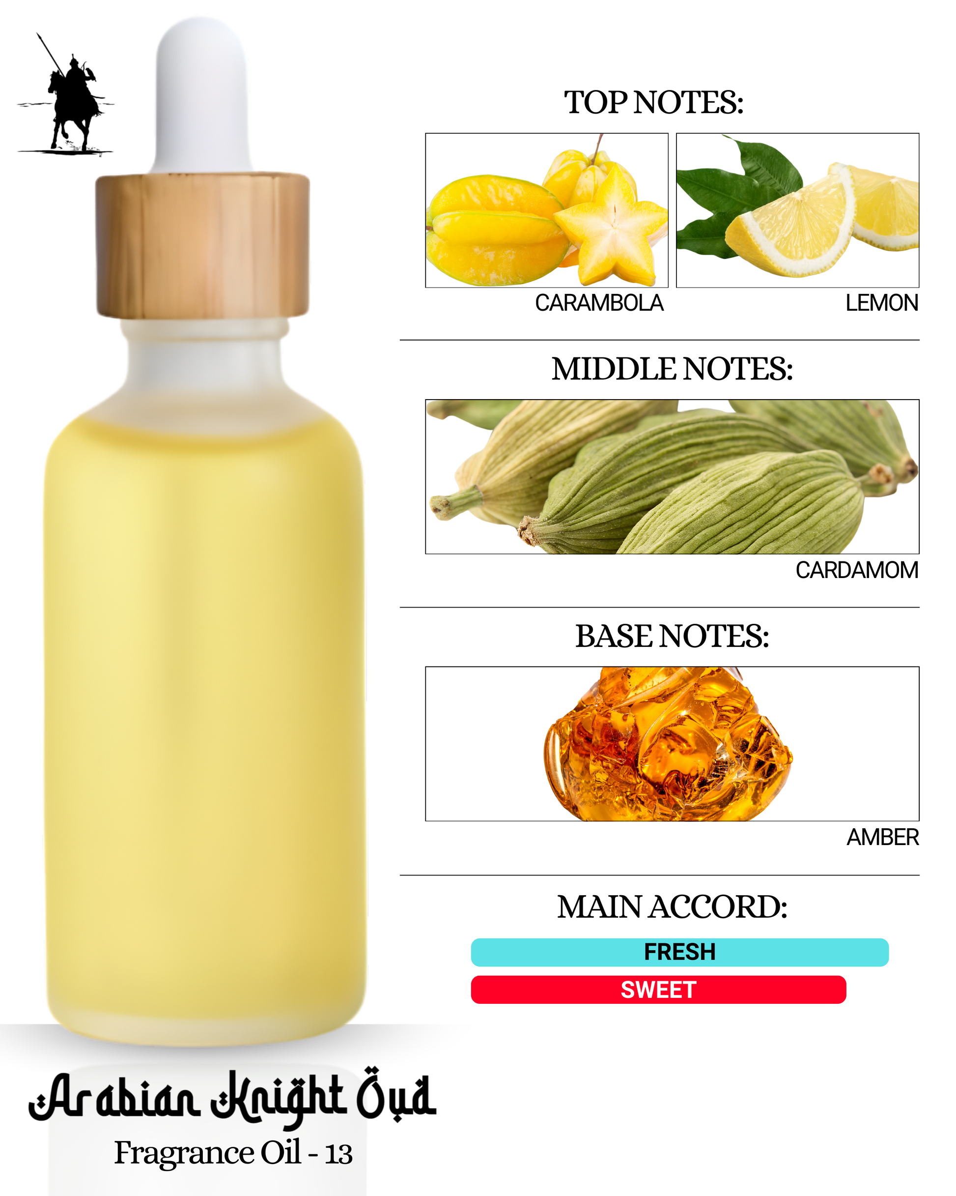 Fragrance Oil 13 – Inspired by Versace. Alcohol-free, natural Arabian perfume oil with carambola, lemon, cardamom, and amber. Fresh and sweet scent. 5ml • 10ml • 15ml • 20ml • 30ml