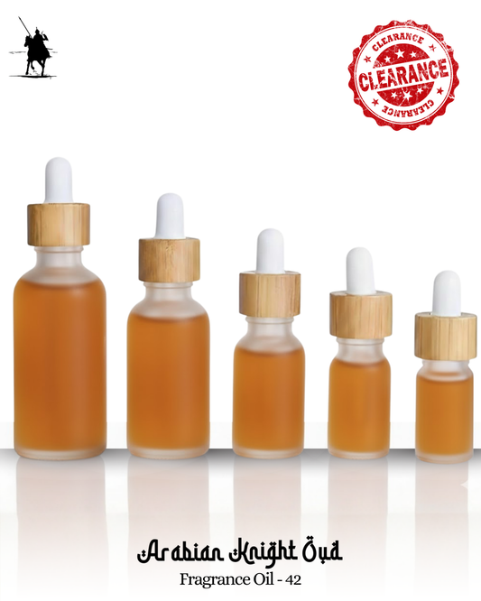 Fragrance Oil 42 – Inspired by Ameer Al Oud. Alcohol-free, natural Arabian perfume oil with woody, oud, vanilla, sweet, and powdery notes. 5ml • 10ml • 15ml • 20ml • 30ml
